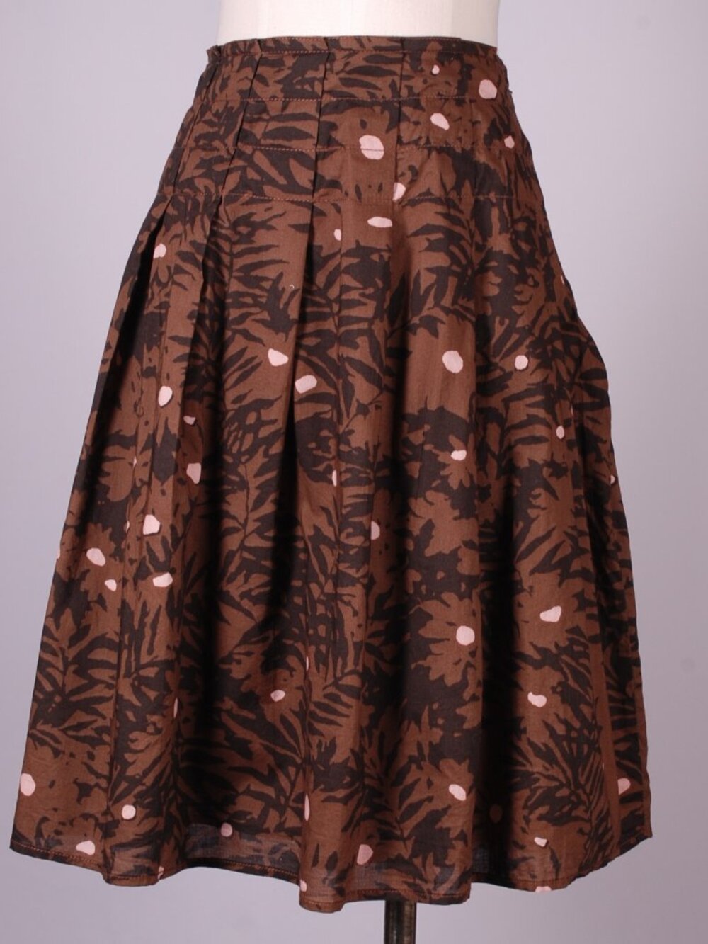 EUC City DKNY Brown Tropical Print Skirt, Sz - 10